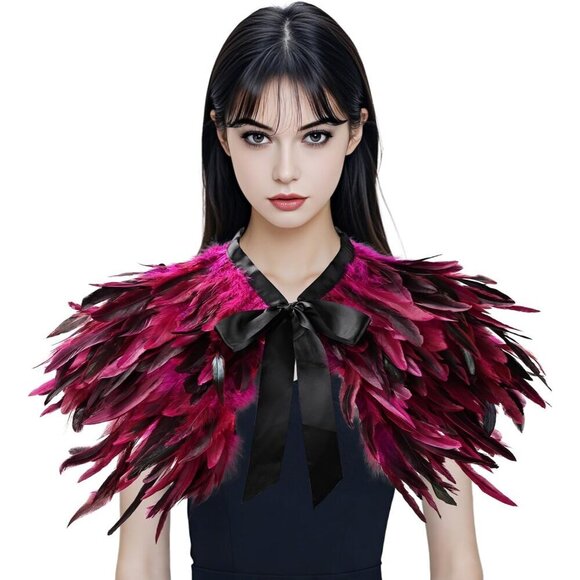 Other - Gothic Feather Shawl Wrap Cape Costume Accessory Halloween Party Womens